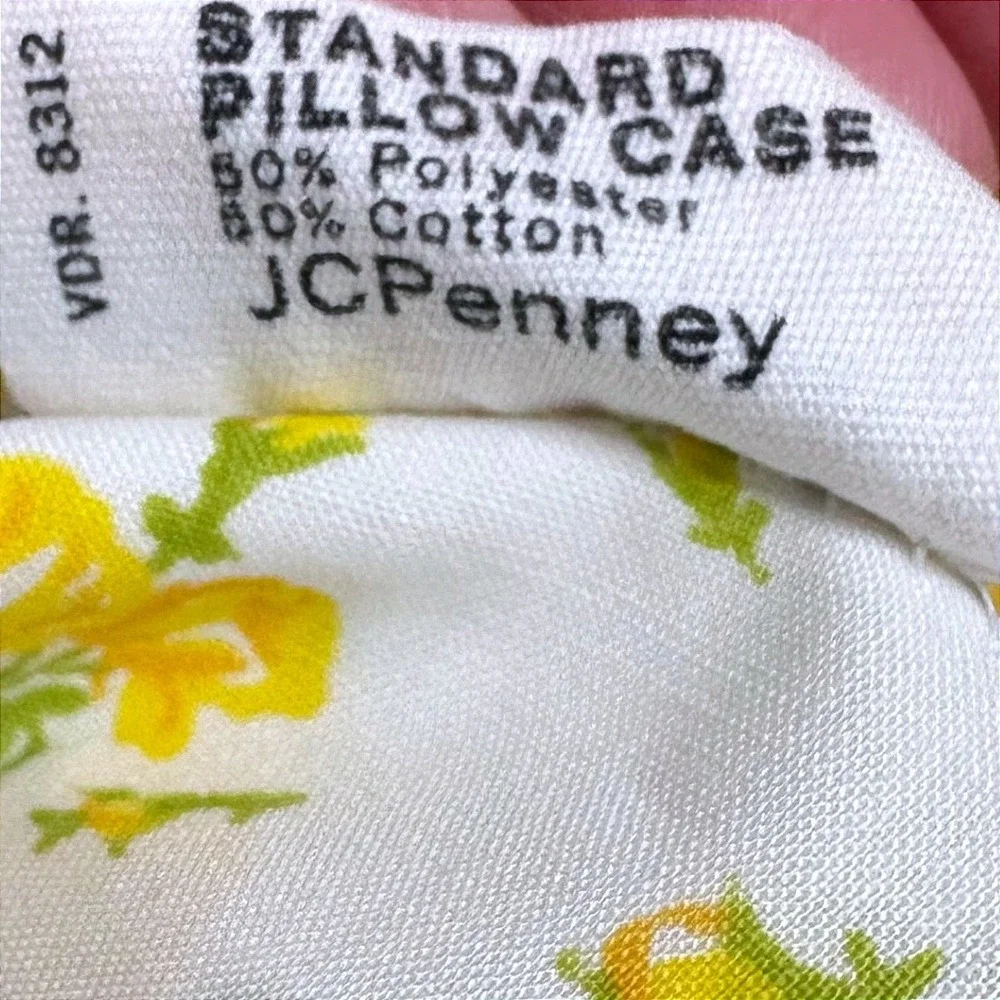 Vintage JCPenney Twin Flat Sheet & Pillowcase Yellow Floral Lace Percale Set